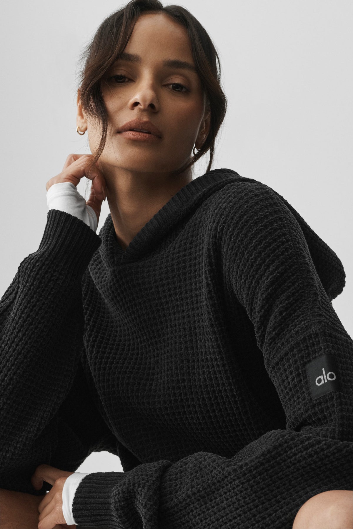 Alo Yoga Waffle Chenille Edition Hoodie - Black
