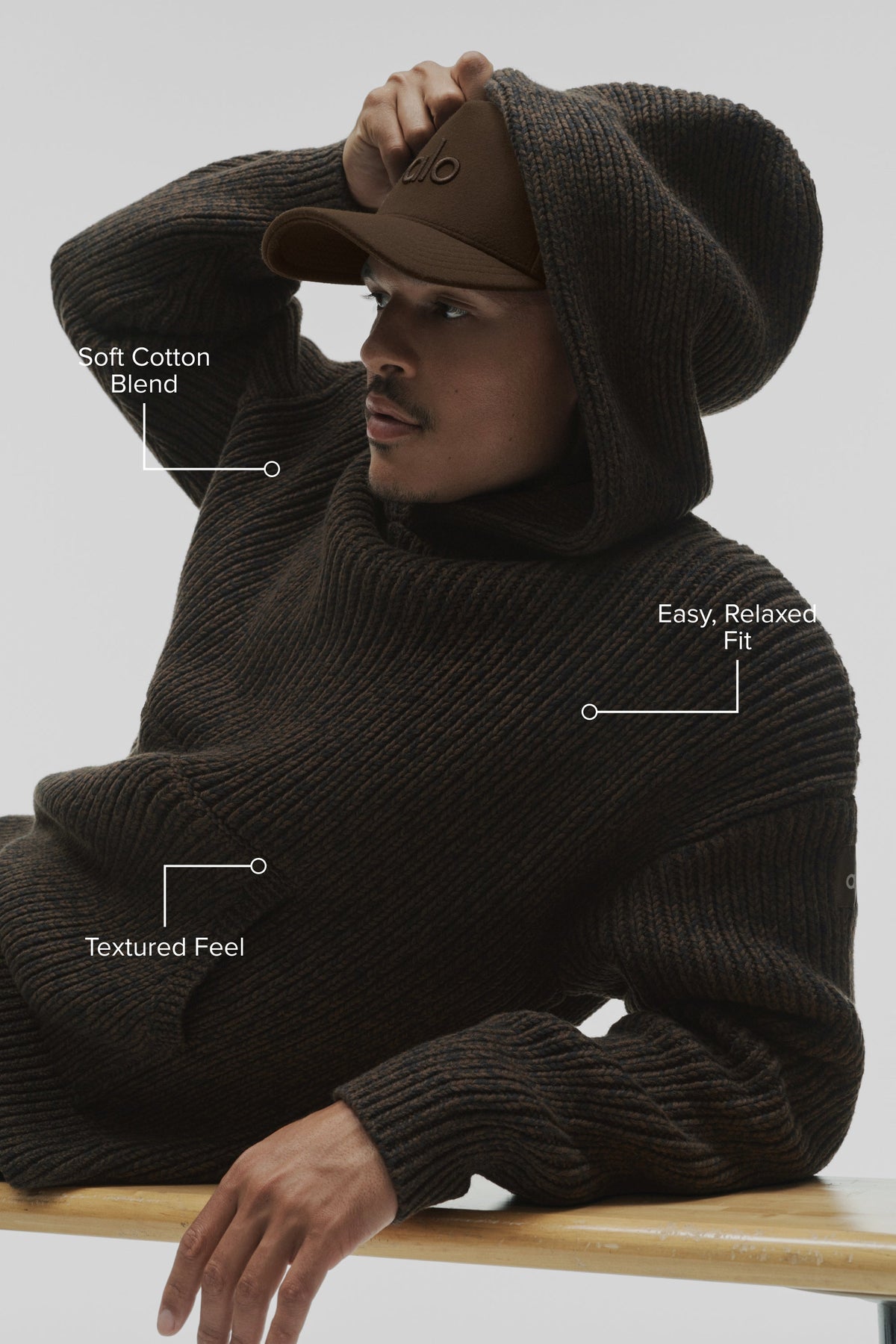 Alo Yoga Chunky Knit Rewind Hoodie - Espresso Multi