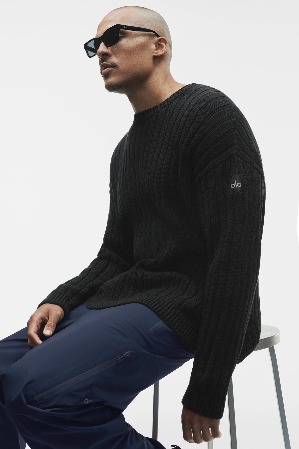 Alo Yoga Cotton Rib Parallel Sweater - Black