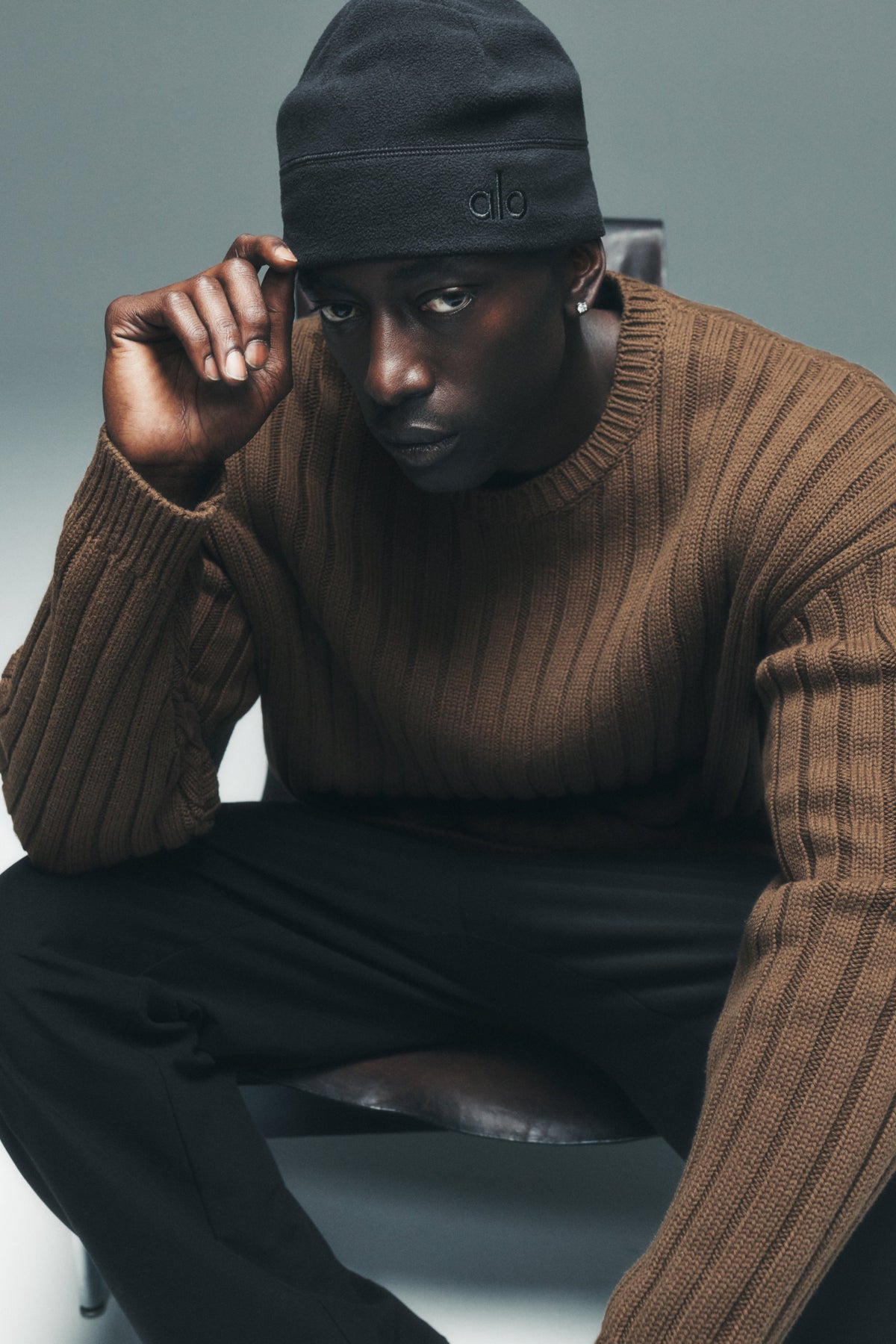 Alo Yoga Cotton Rib Parallel Sweater - Java Brown Heather