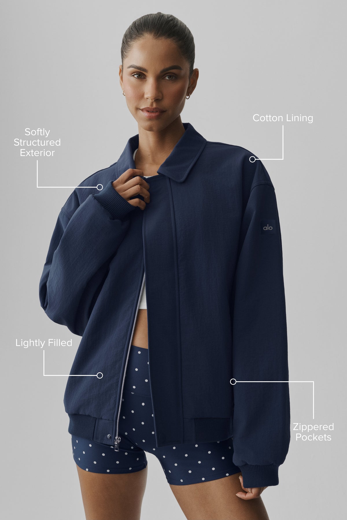 Alo Yoga Duality Bomber Jacket - Navy