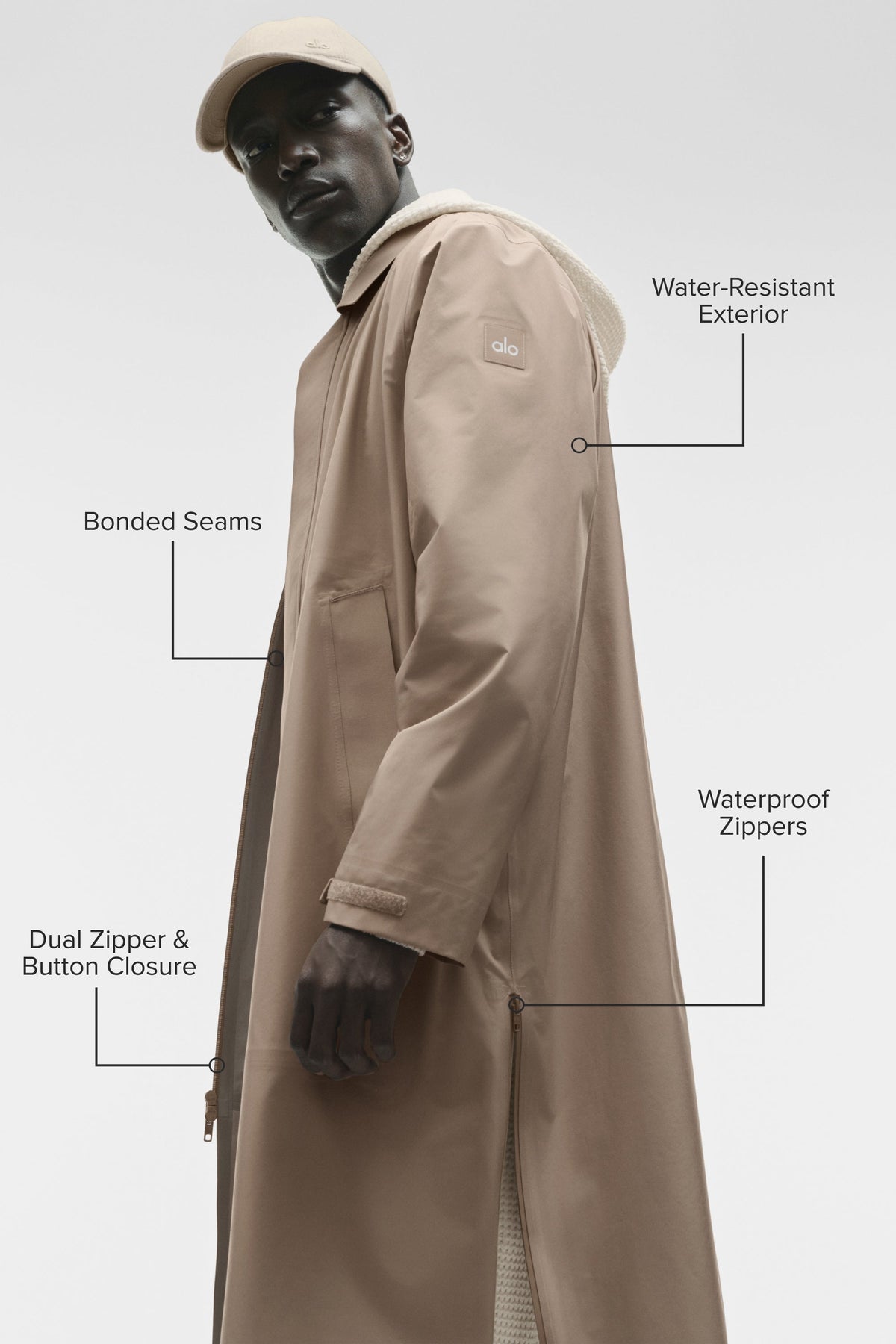 Alo Yoga Alpha Shell Long Coat - Gravel