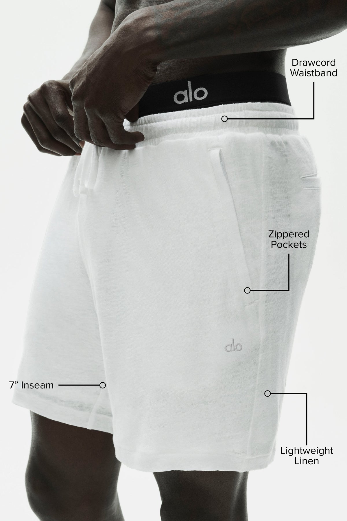 Alo Yoga 7" Linen Jersey Coastal Short - White