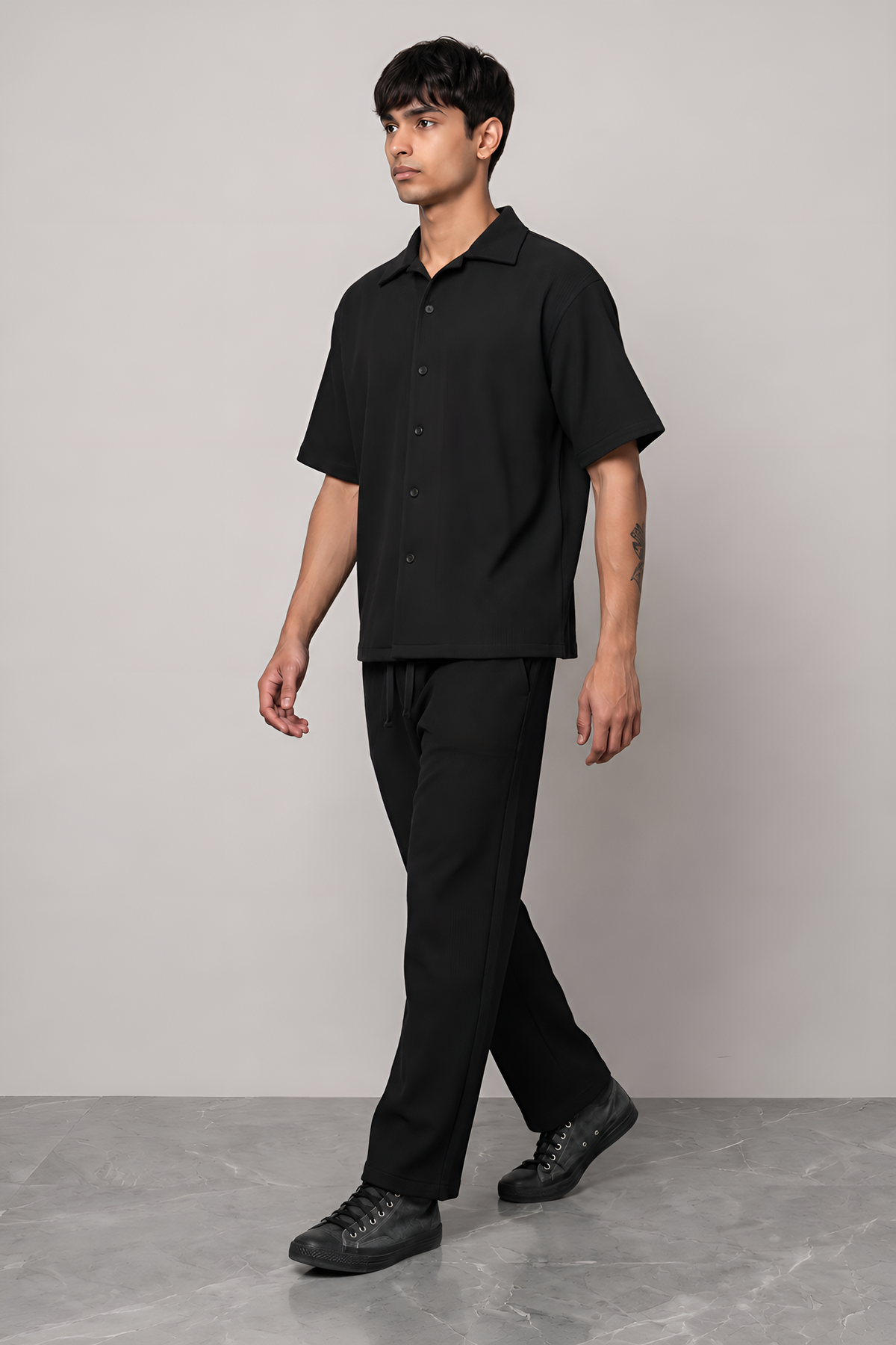 BLACK CO-ORD SET MEN'S SHIRT