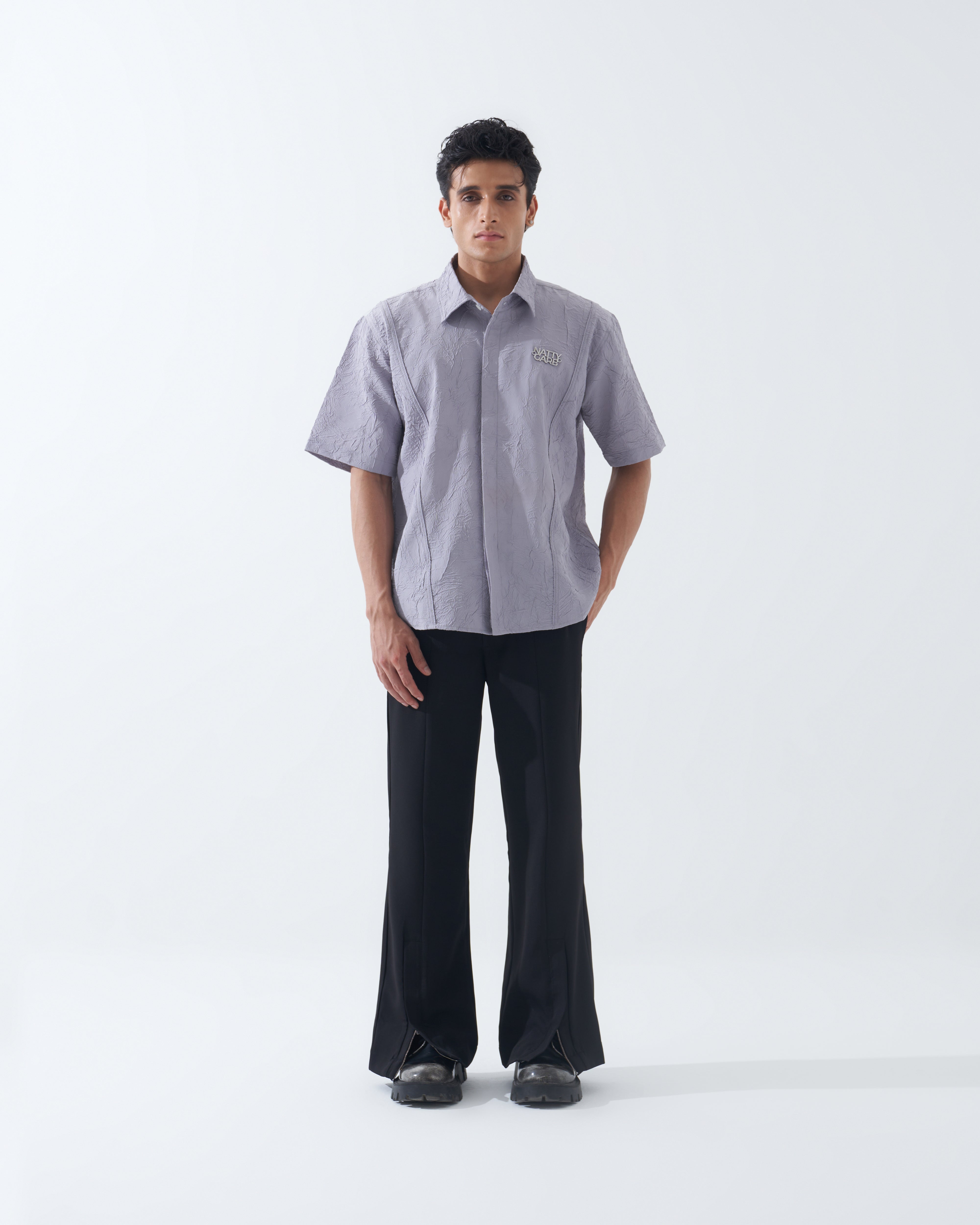 CRINKLED LIGHT GREY SHIRT