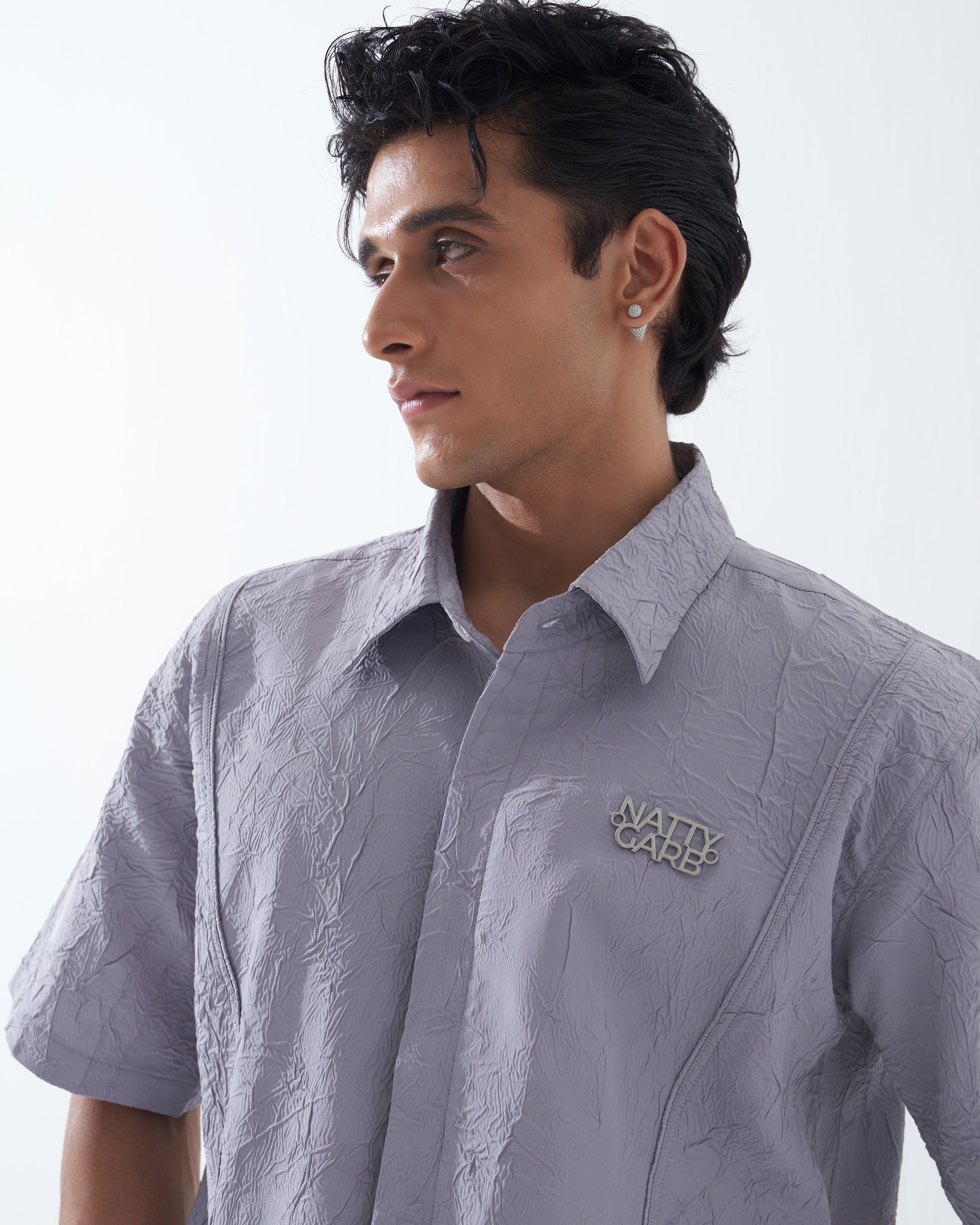 CRINKLED LIGHT GREY SHIRT