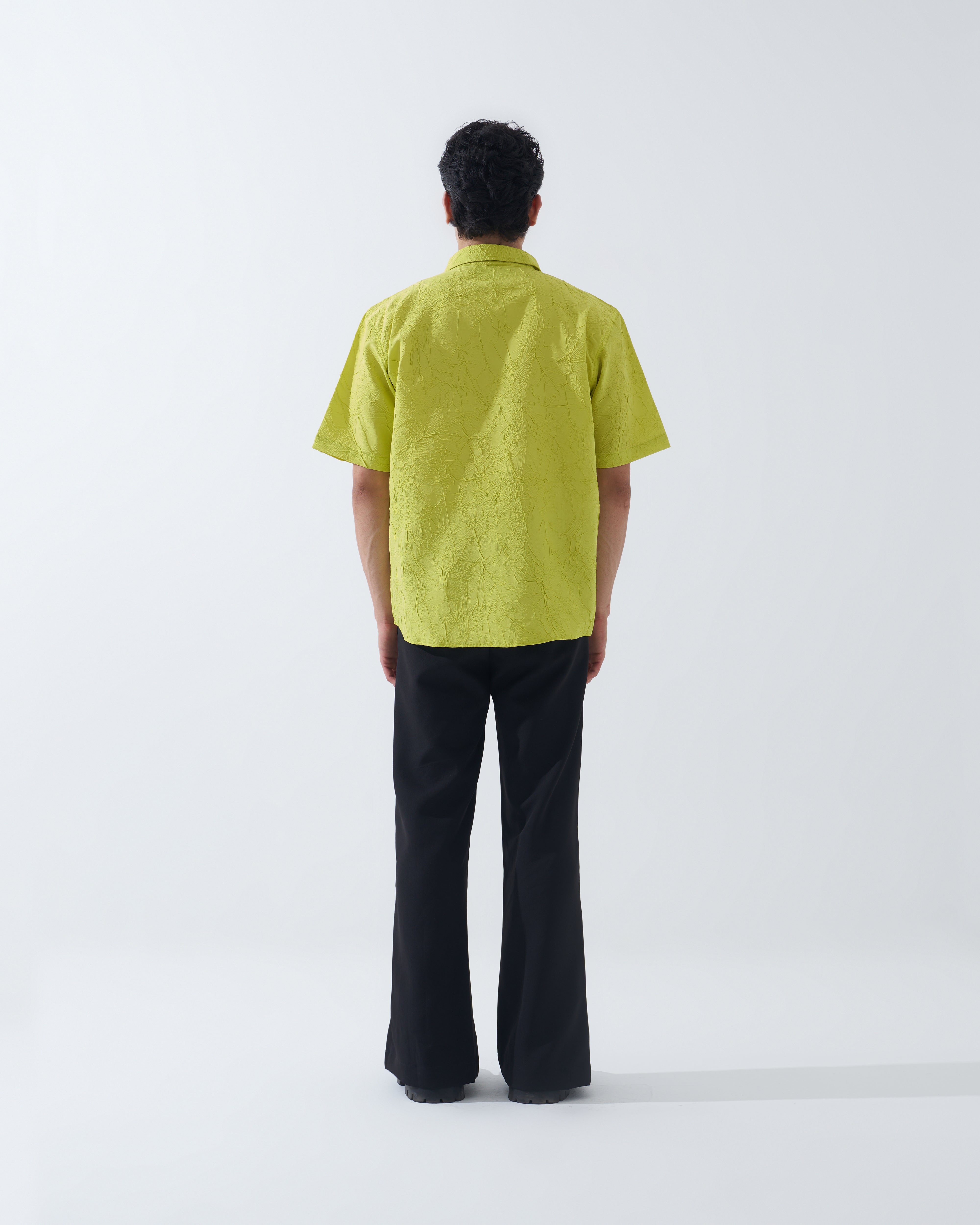 CRINKLED NEON GREEN SHIRT