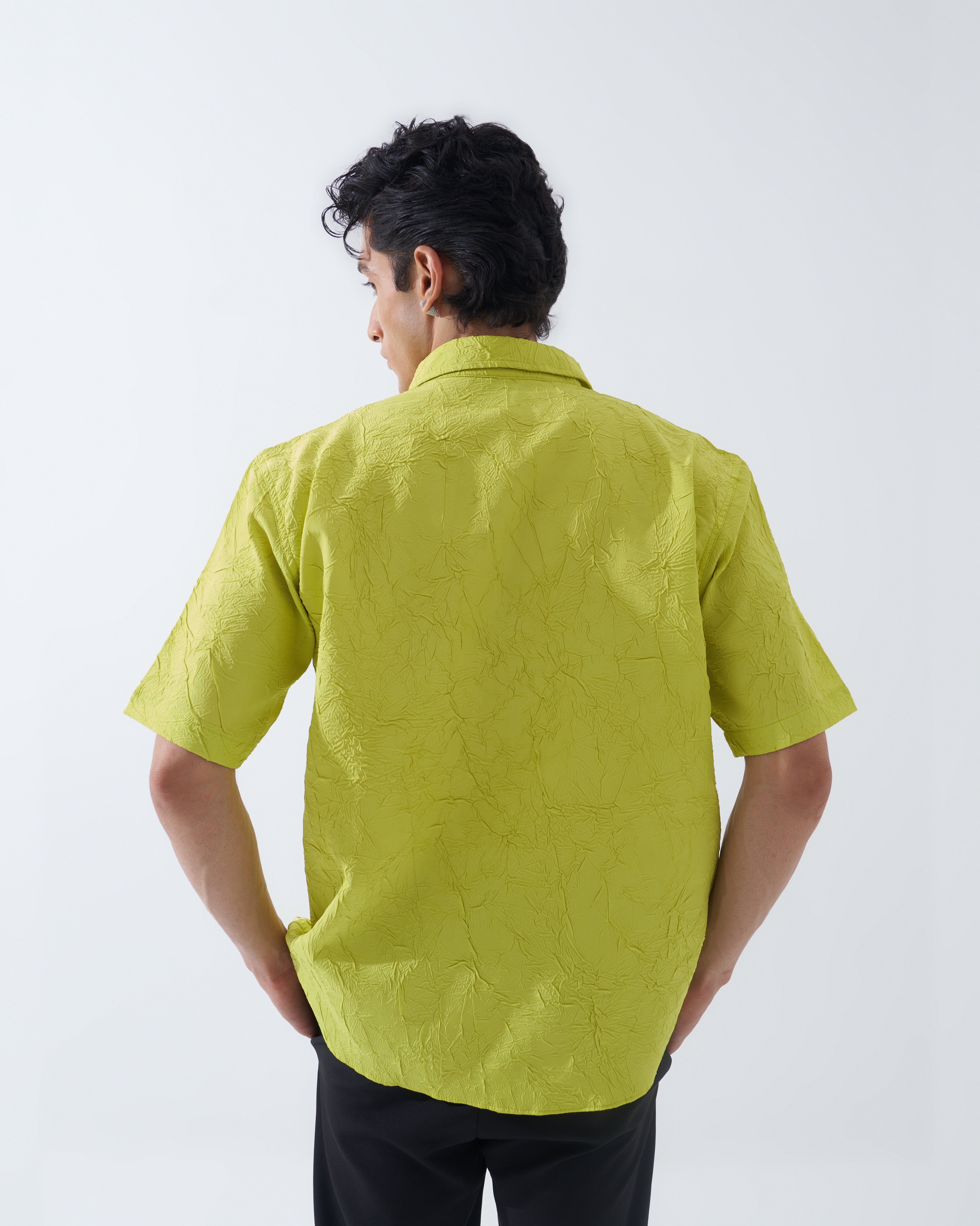 CRINKLED NEON GREEN SHIRT