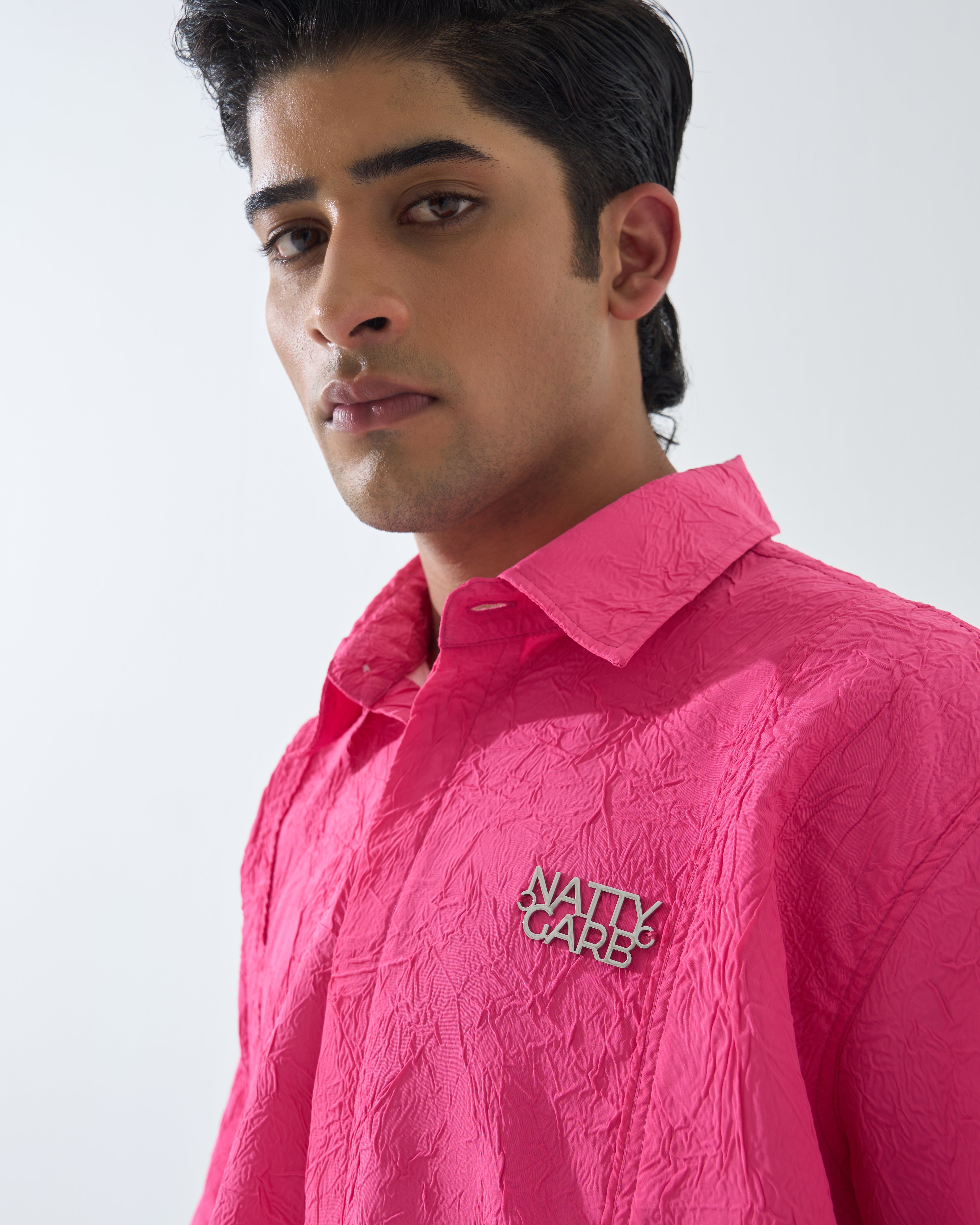 CRINKLED NATTY PINK SHIRT