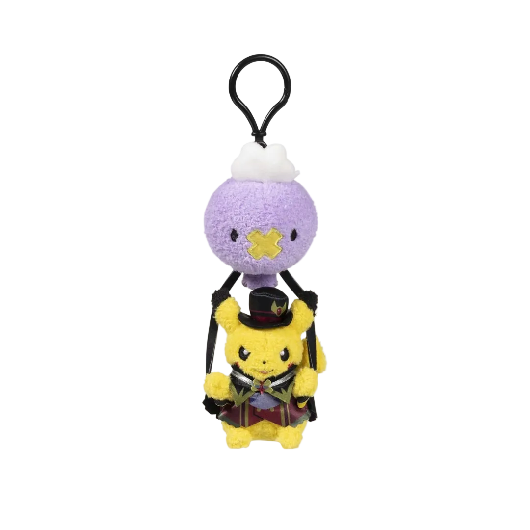 POKEMON CENTER: PIKACHU AND DRIFLOON HALLOWEEN GHOST CHATEAU POKE PLUSH KEY CHAIN