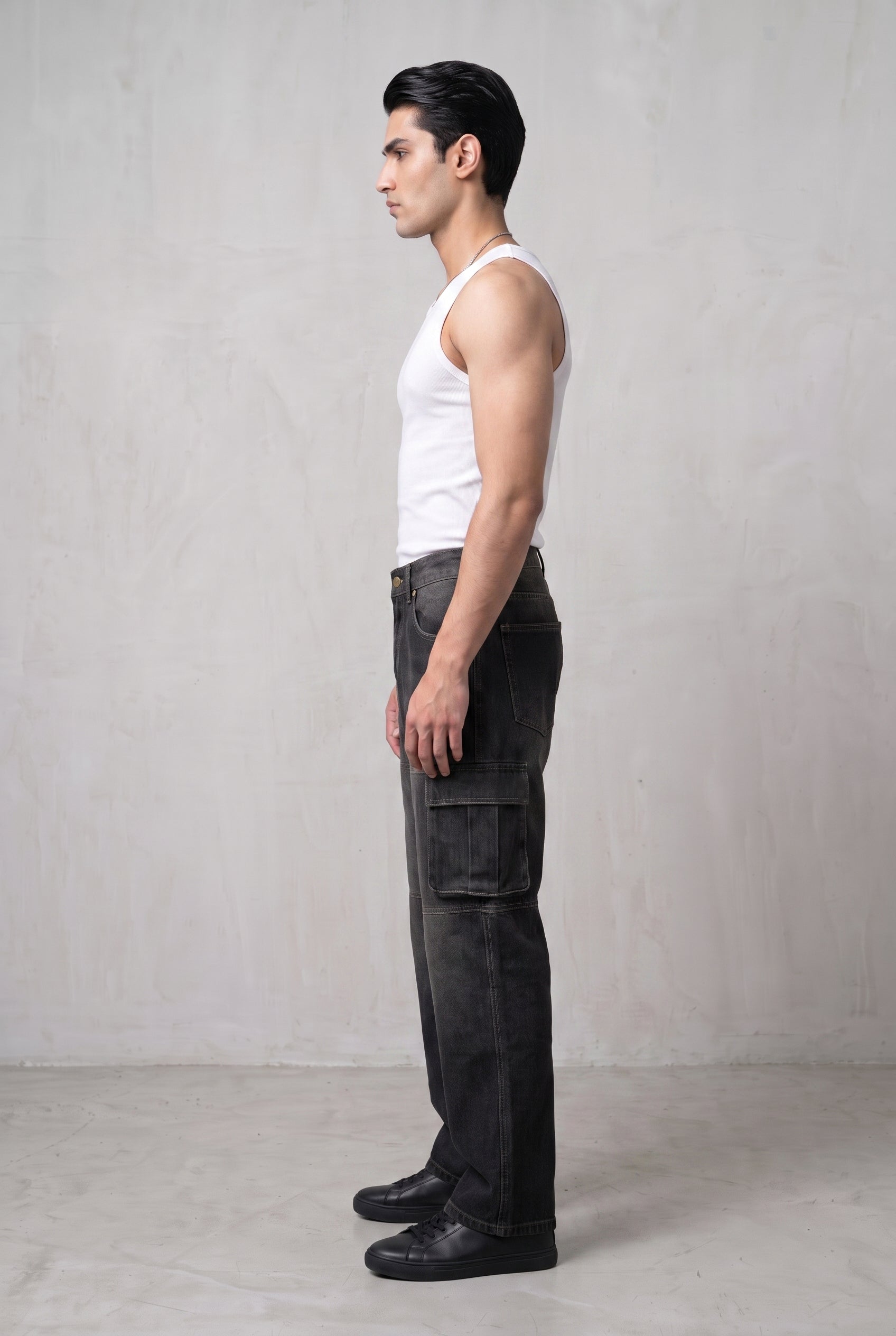 CARBON BLACK DENIM MEN'S CARGO