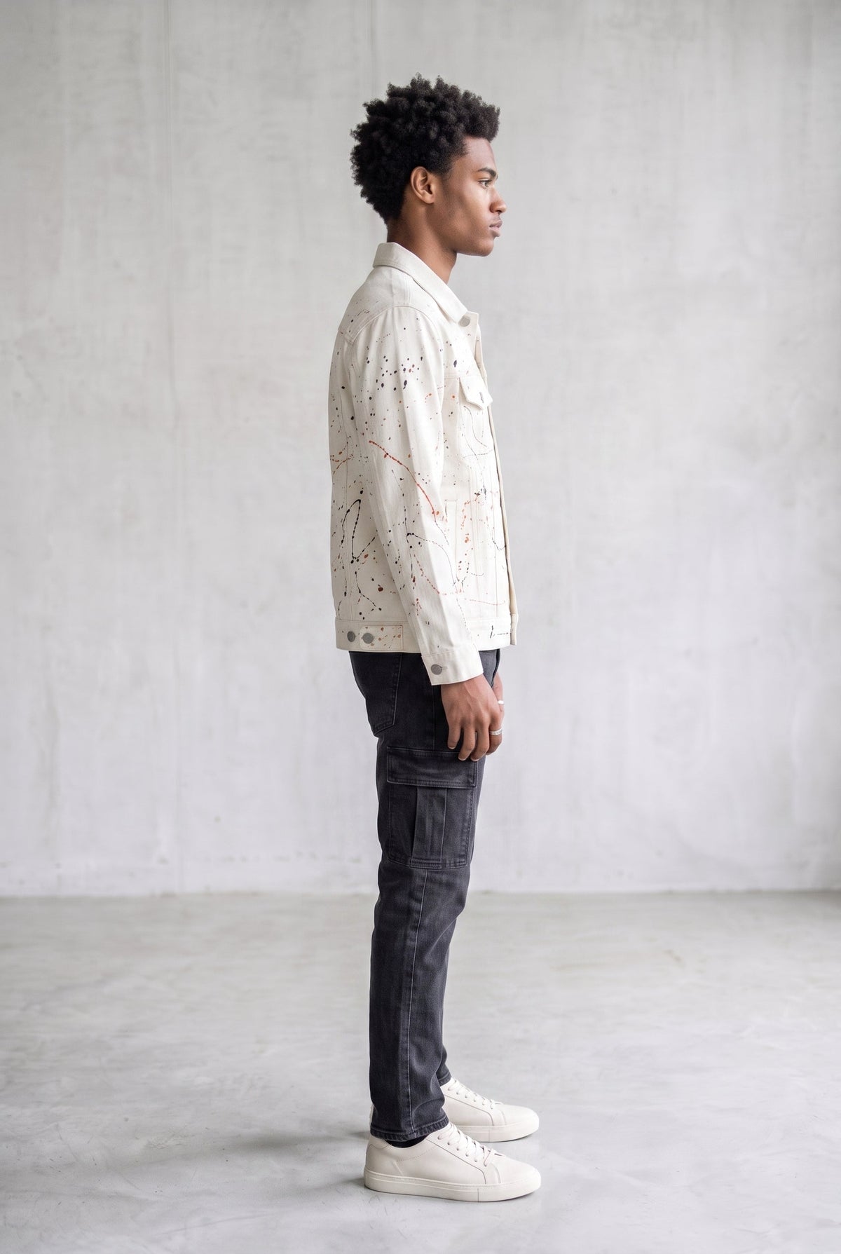 WHITE PAINTED DENIM MEN'S JACKET