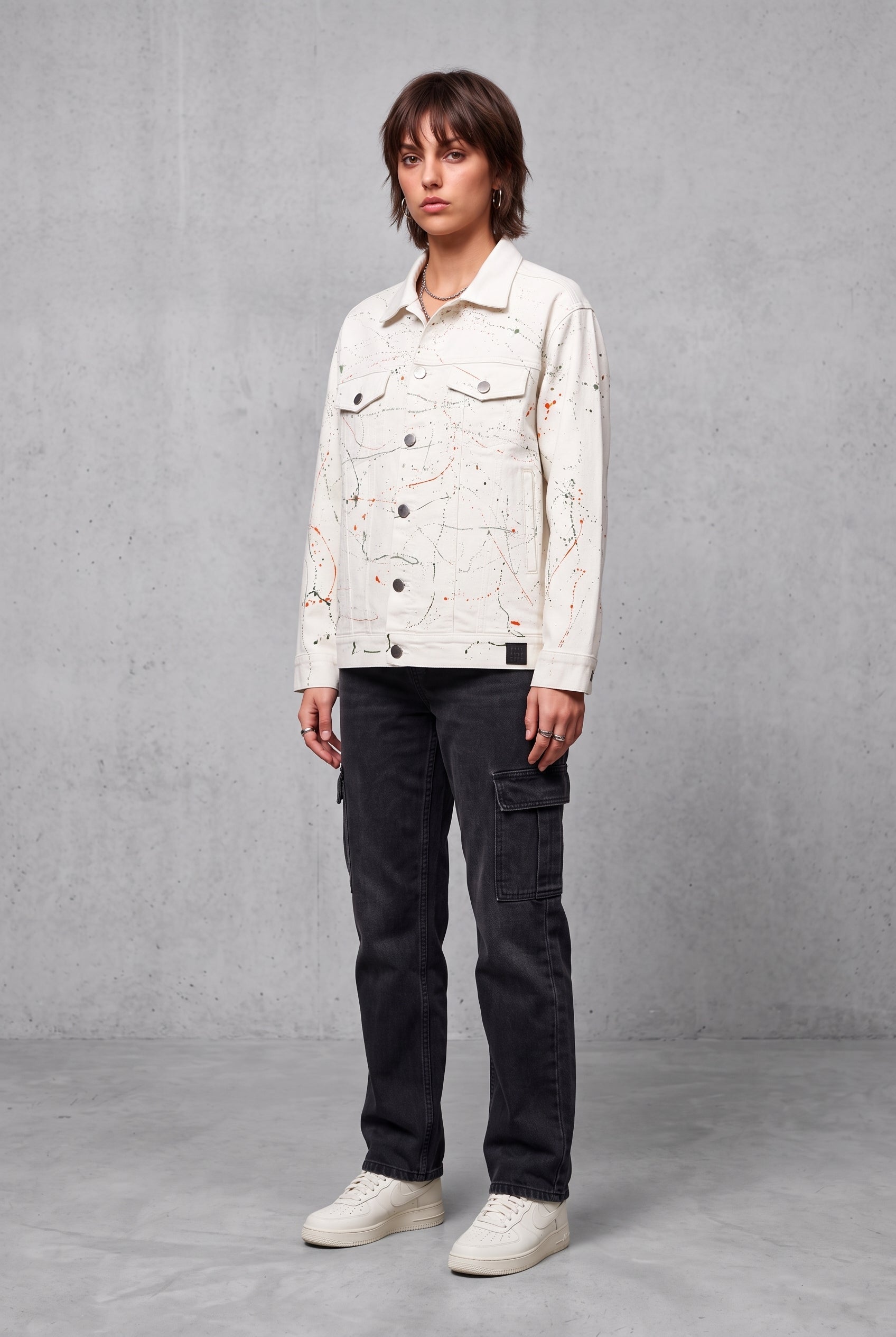 WHITE PAINTED DENIM WOMEN'S JACKET