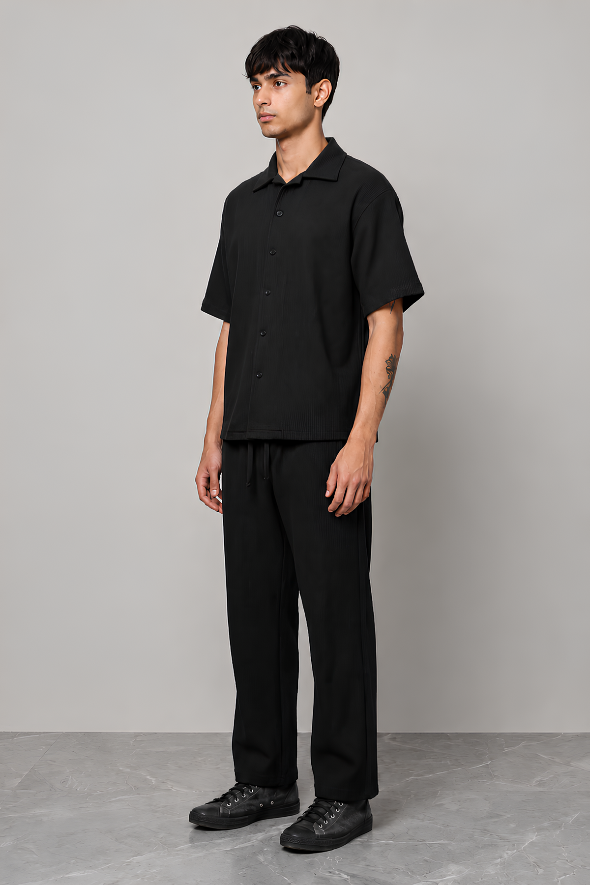 BLACK CO-ORD SET MEN'S SHIRT
