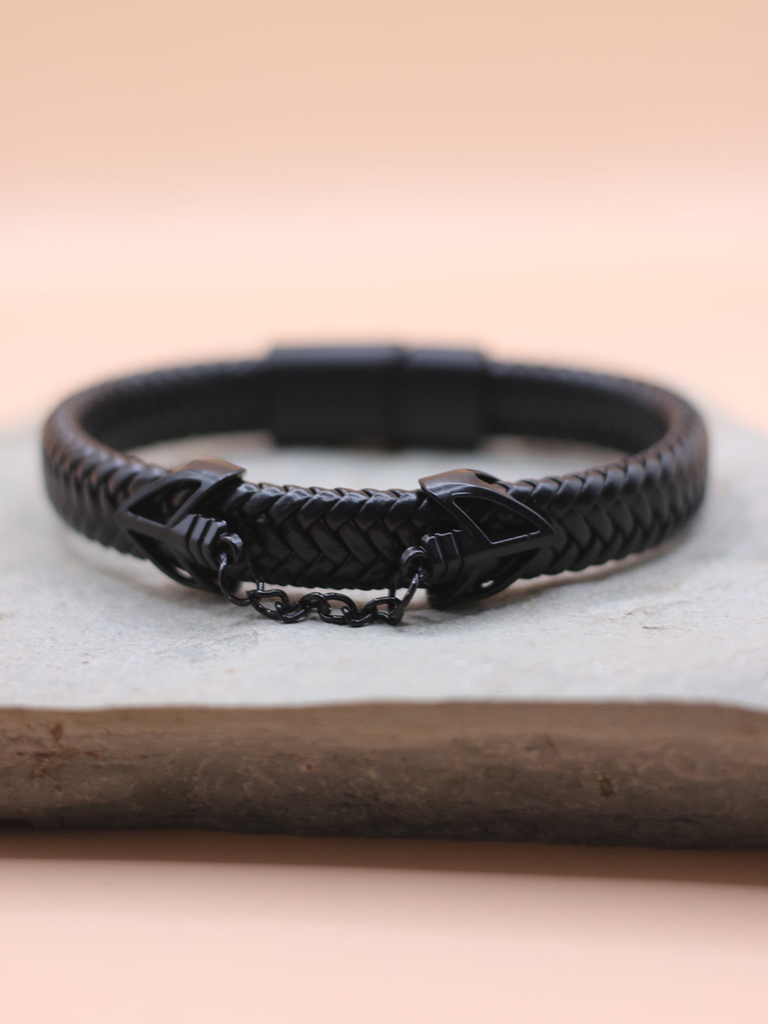 BLACK ANCHOR CHAIN BRACELET FOR MEN