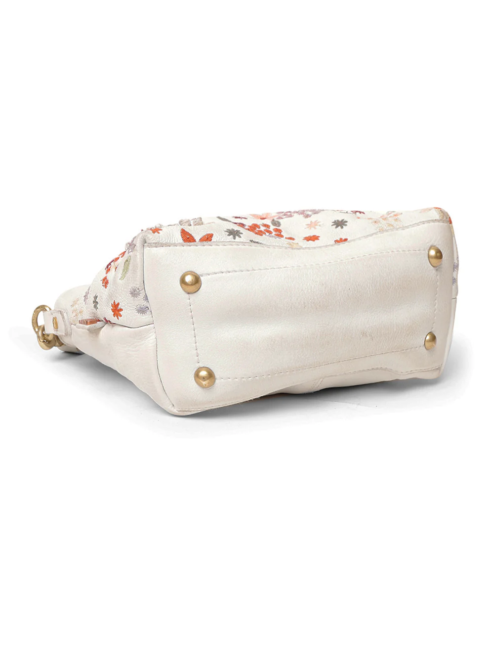 Floral Bliss: L.Green Leather Mini Tote bag with Flower Embroidery