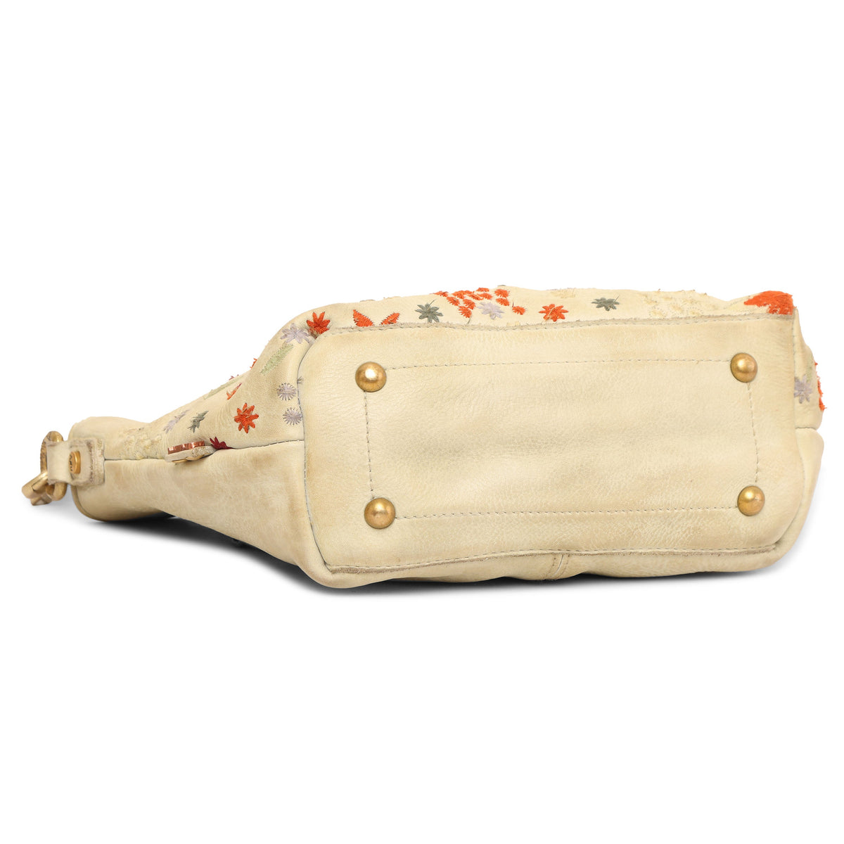 Floral Bliss: L.Green Leather Mini Tote bag with Flower Embroidery
