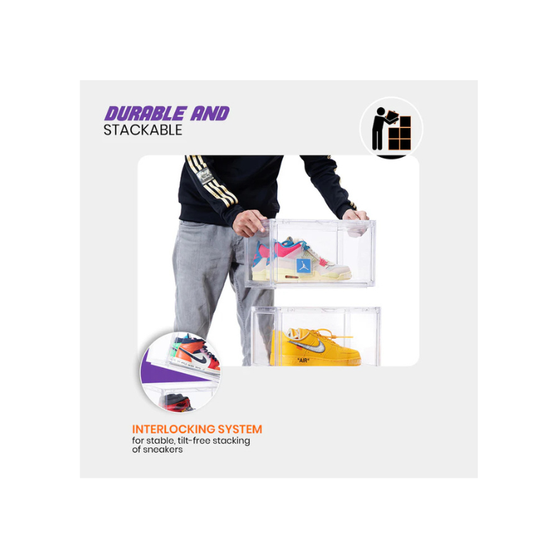 Stack'Em Sneaker Crates Clear (Side Drop)
