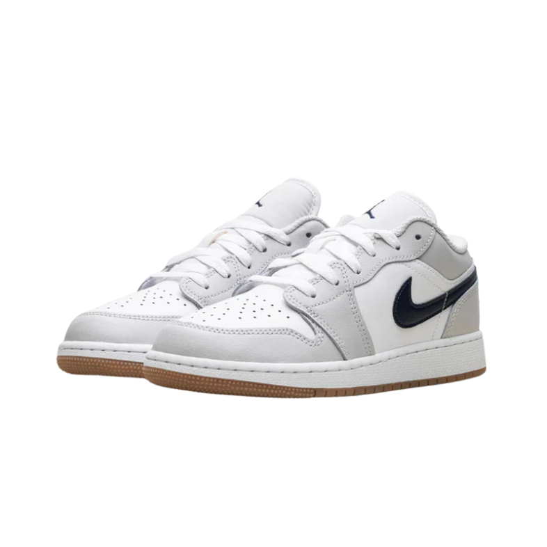 Air Jordan 1 Low White Neutral Grey Gum Midnight Navy (GS)