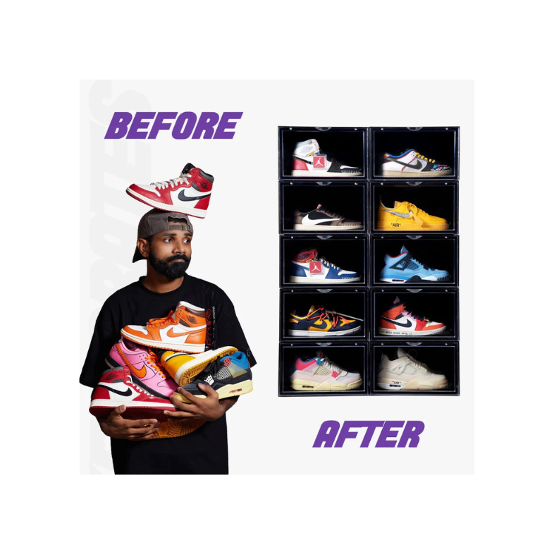 STACK'EM SNEAKER CRATES | BLACK (SIDE DROP)