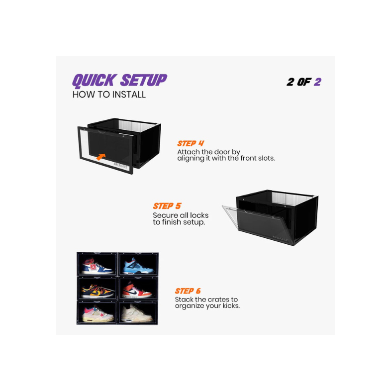 STACK'EM SNEAKER CRATES | BLACK (SIDE DROP)