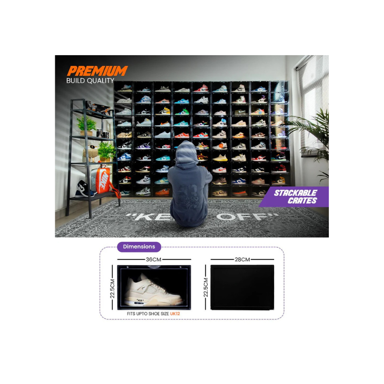 STACK'EM SNEAKER CRATES | BLACK (SIDE DROP)