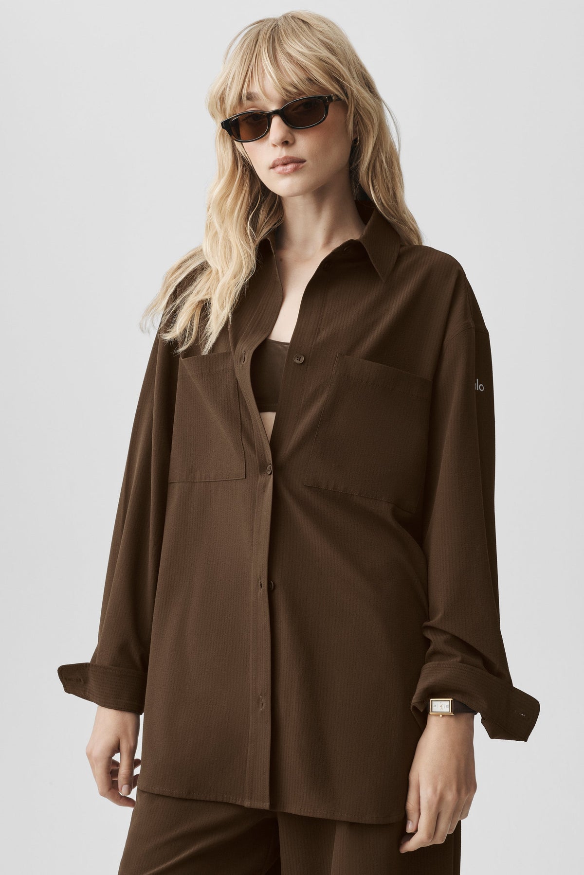 Alo Yoga Dreamscape Button Down Long Sleeve - Espresso