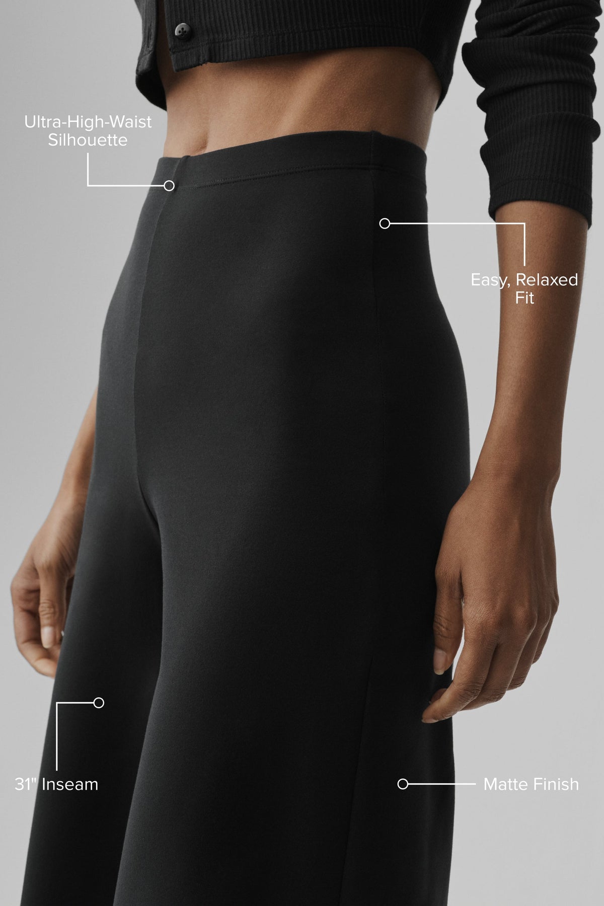 Alo Yoga Airbrush High-Waist Wide Leg Pant (Regular) - Black