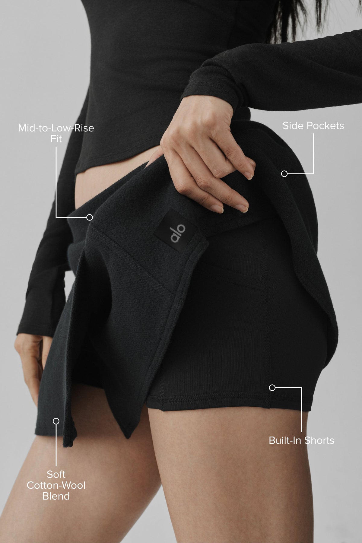 Alo Yoga Alpine Meadow Mini Skirt - Black