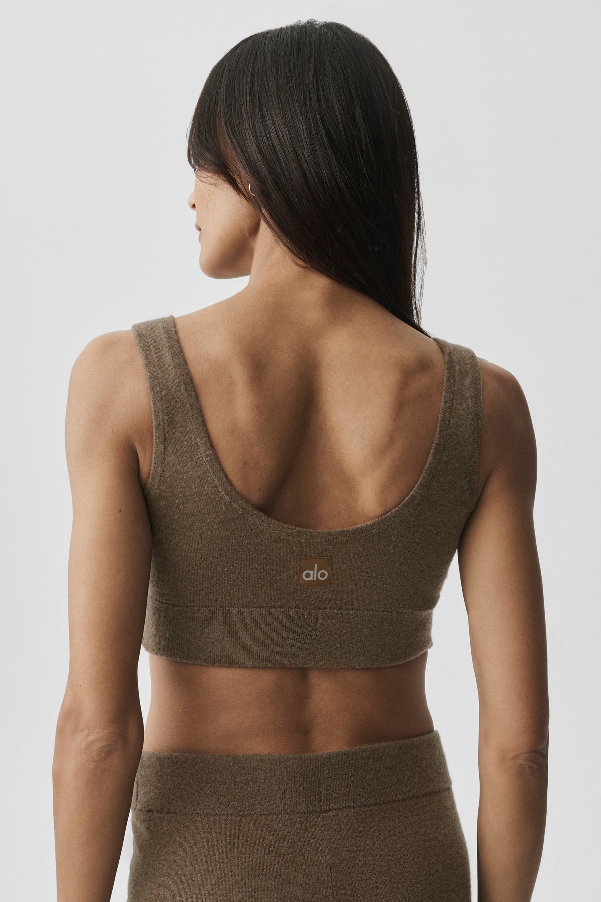 Alo Yoga Semi-Sheer Cashmere Eternity Bra - Java Brown Heather