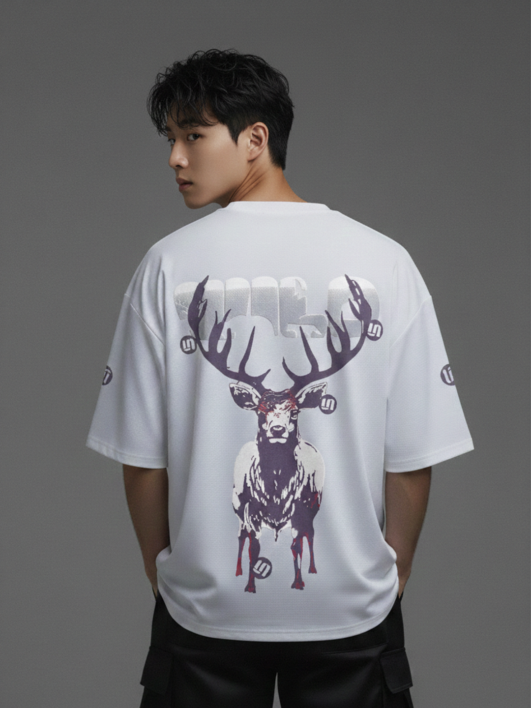 WILD DEER WHITE OVERSIZED T-SHIRT