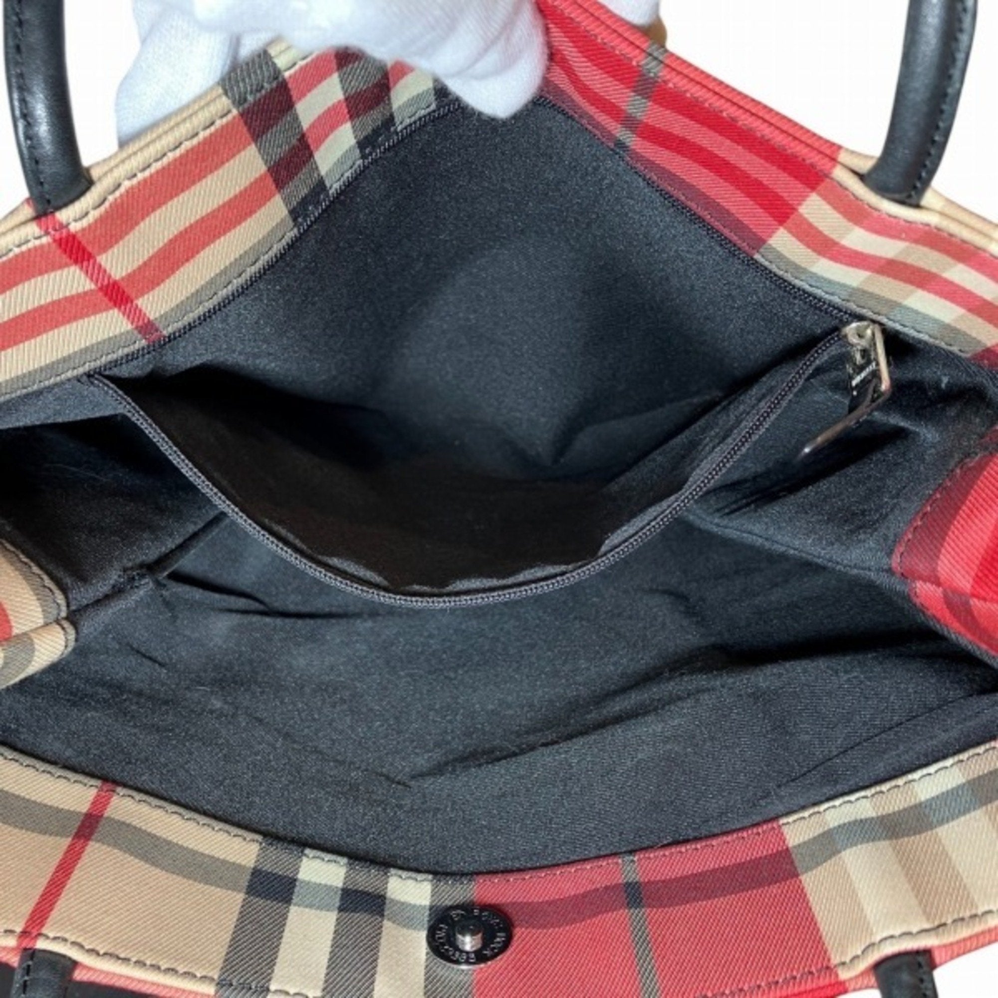 Burberry Canvas Leather Handbag Tote Bag (Pre-Owned)