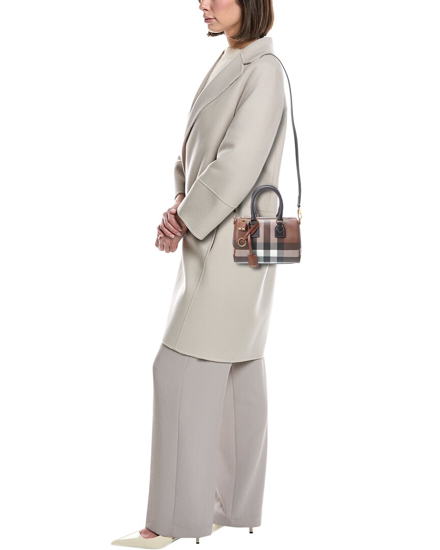 Burberry Check Mini E-Canvas & Leather Bowling Bag