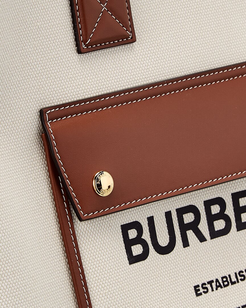 Burberry Medium Two-Tone Canvas & Leather Tote