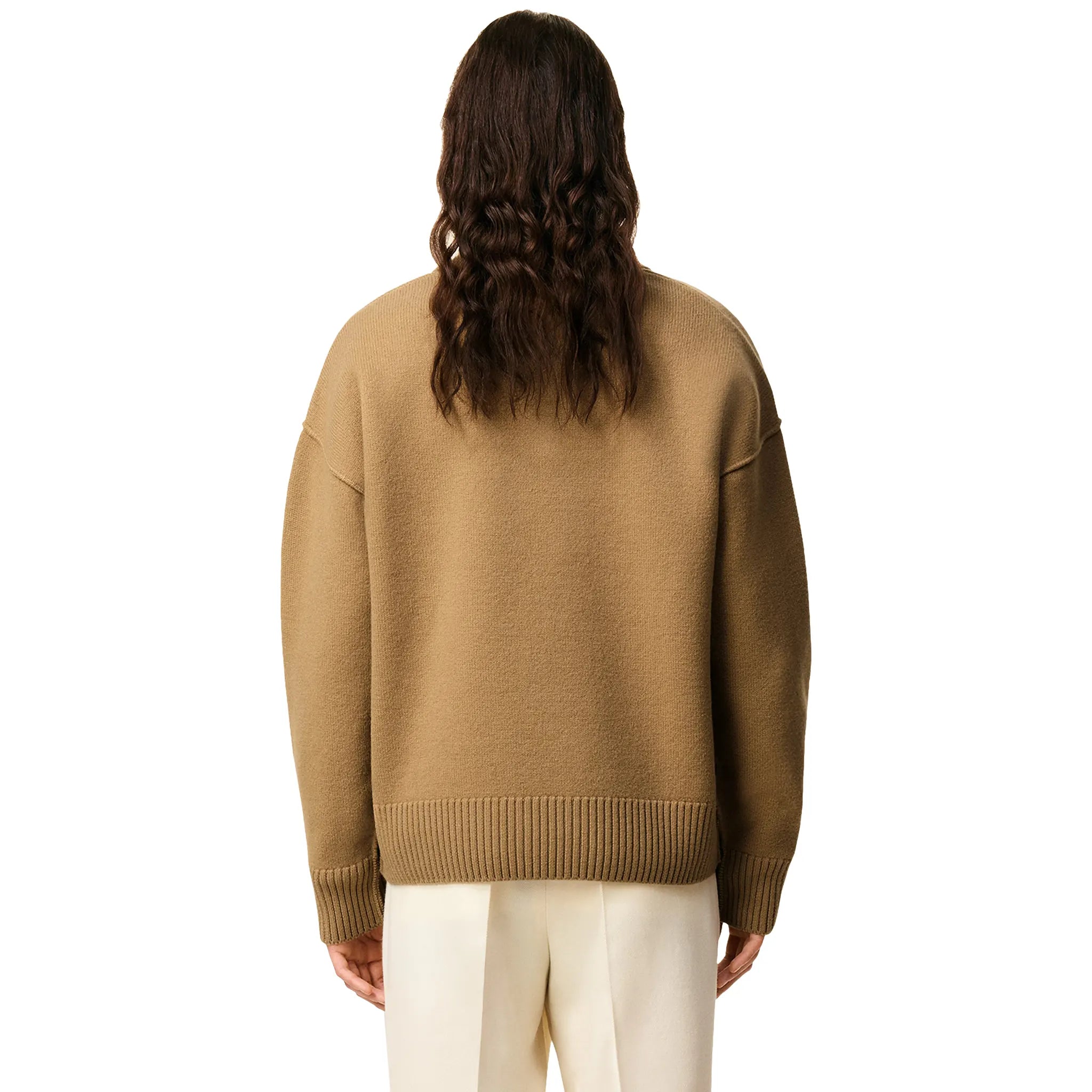 Ami Paris Ami De Coeur Knitted Tan Polo Sweatshirt