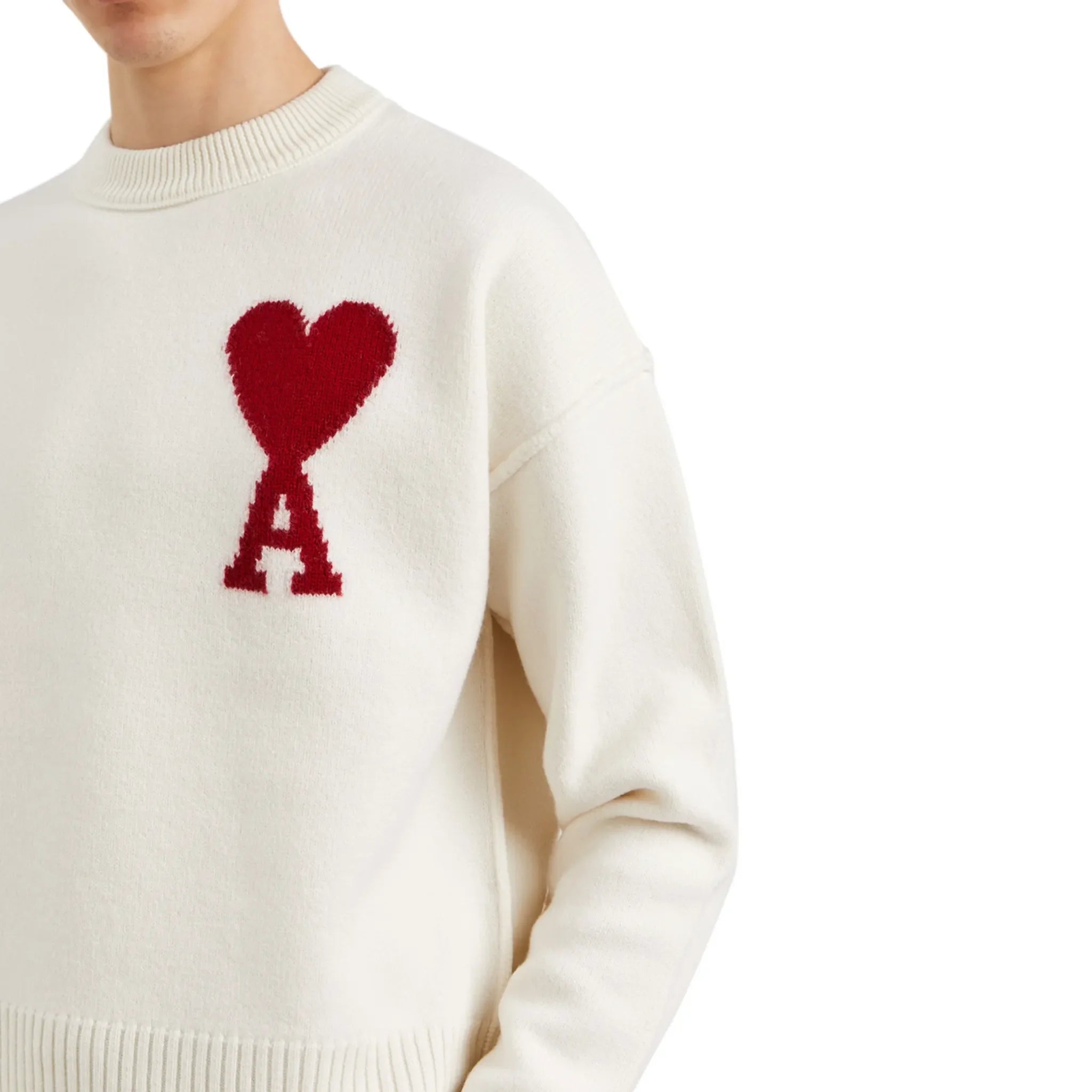 Ami Paris Ami De Coeur Tone On Tone Pale Pink Sweatshirt