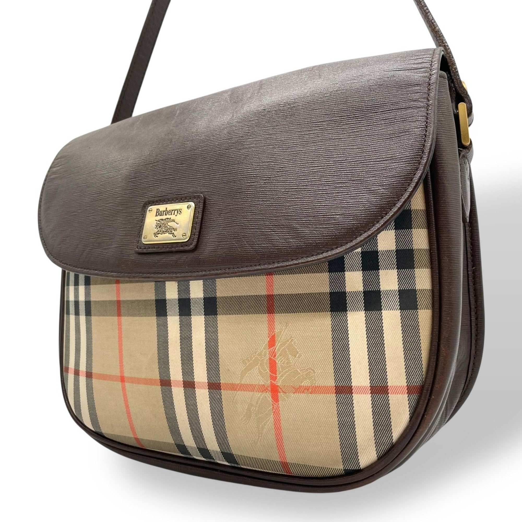 Burberry Canvas Leather Shoulder Bag (Pre-Owned)