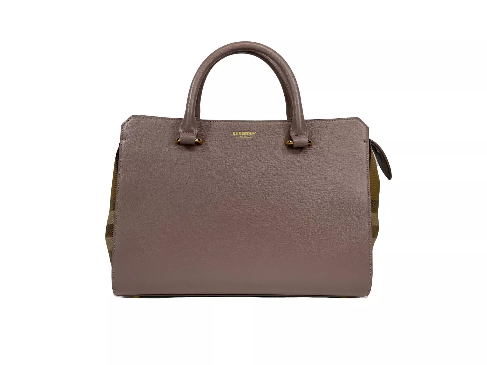 Burberry Small Banwell Leather Tote Bag Purse Women's Mink