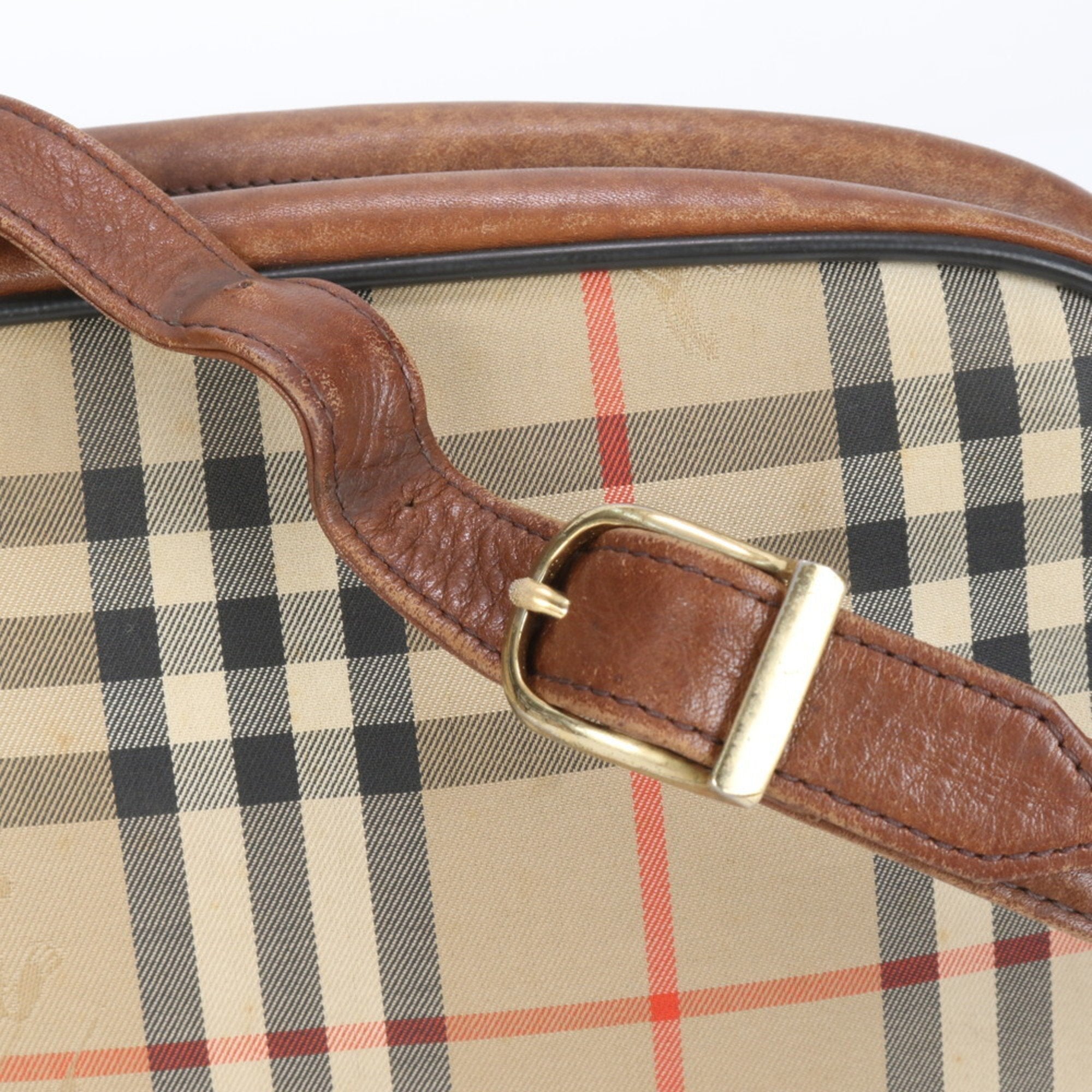 Burberry Leather Canvas Shoulder Bag Tote Bag (Pre-Owned)