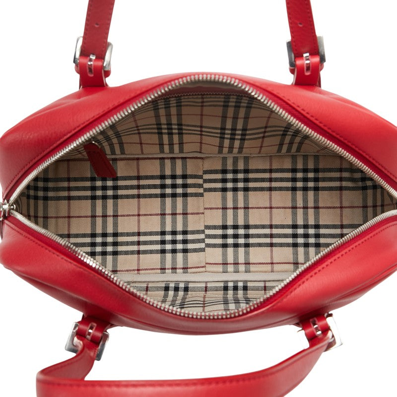 Burberry Nova Check Leather Mini Boston Handbag