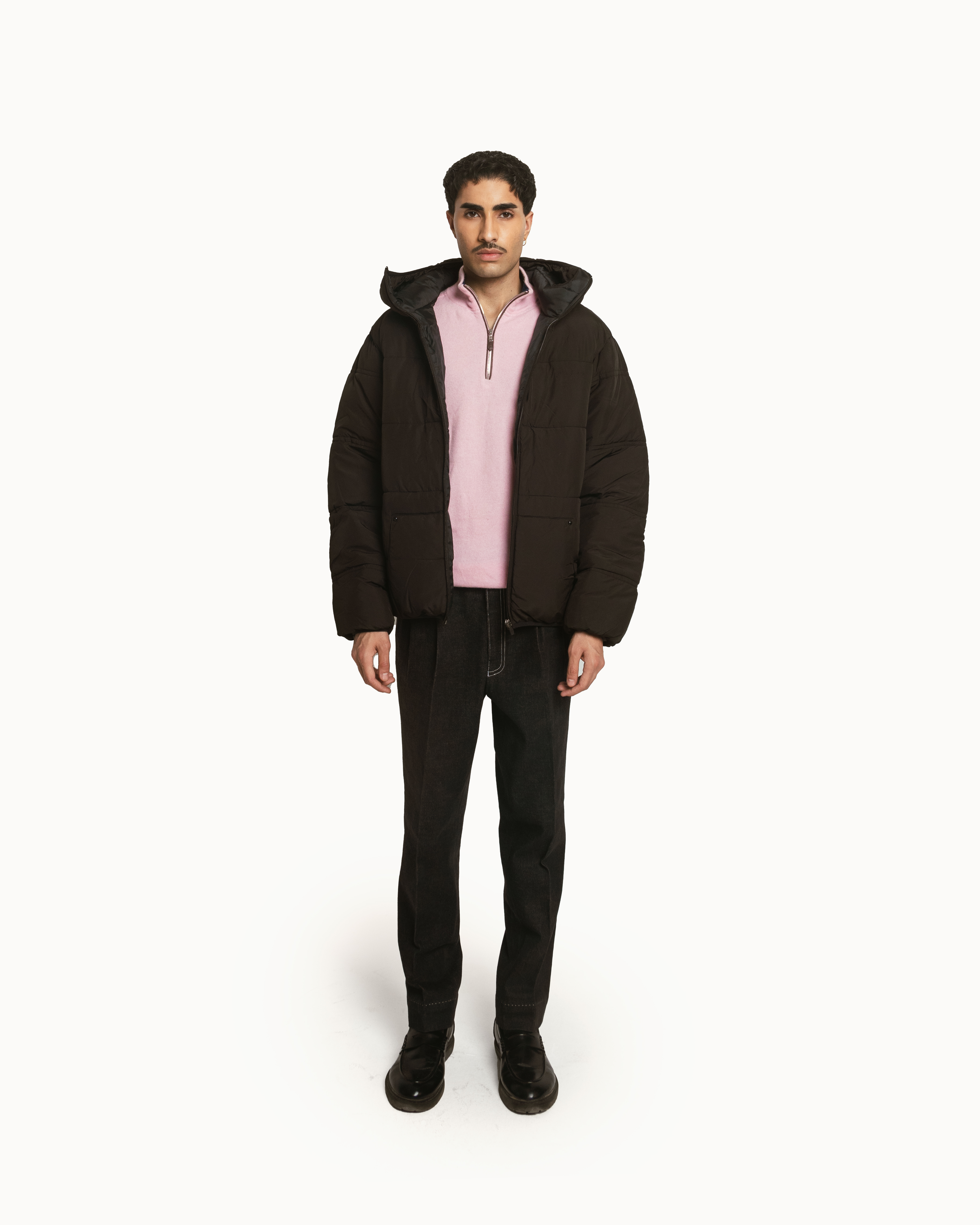 Puffer Jacket Full Sleeves in Black