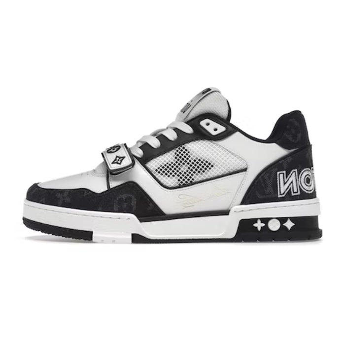 Louis Vuitton LV Trainer Velcro Strap Monogram Denim Black White