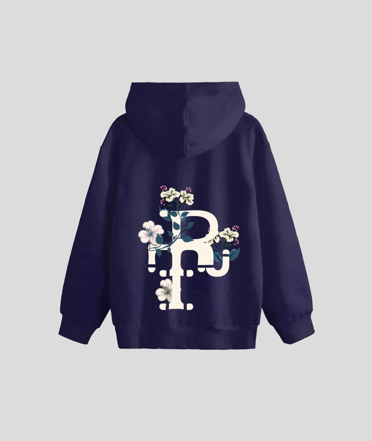 Navy Blue Embroidery Hoodie