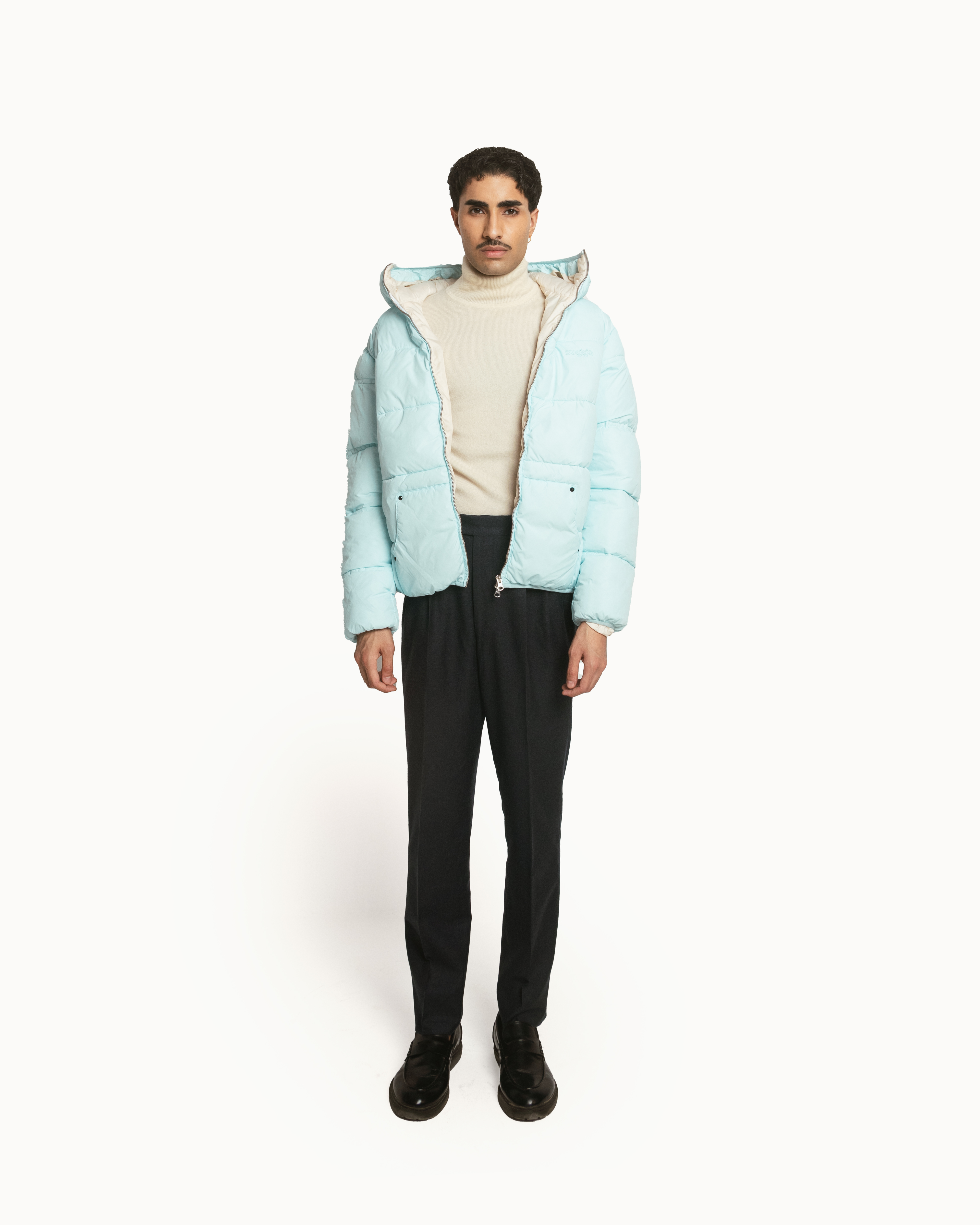 Puffer Jacket Full Sleeves in Ice Blue
