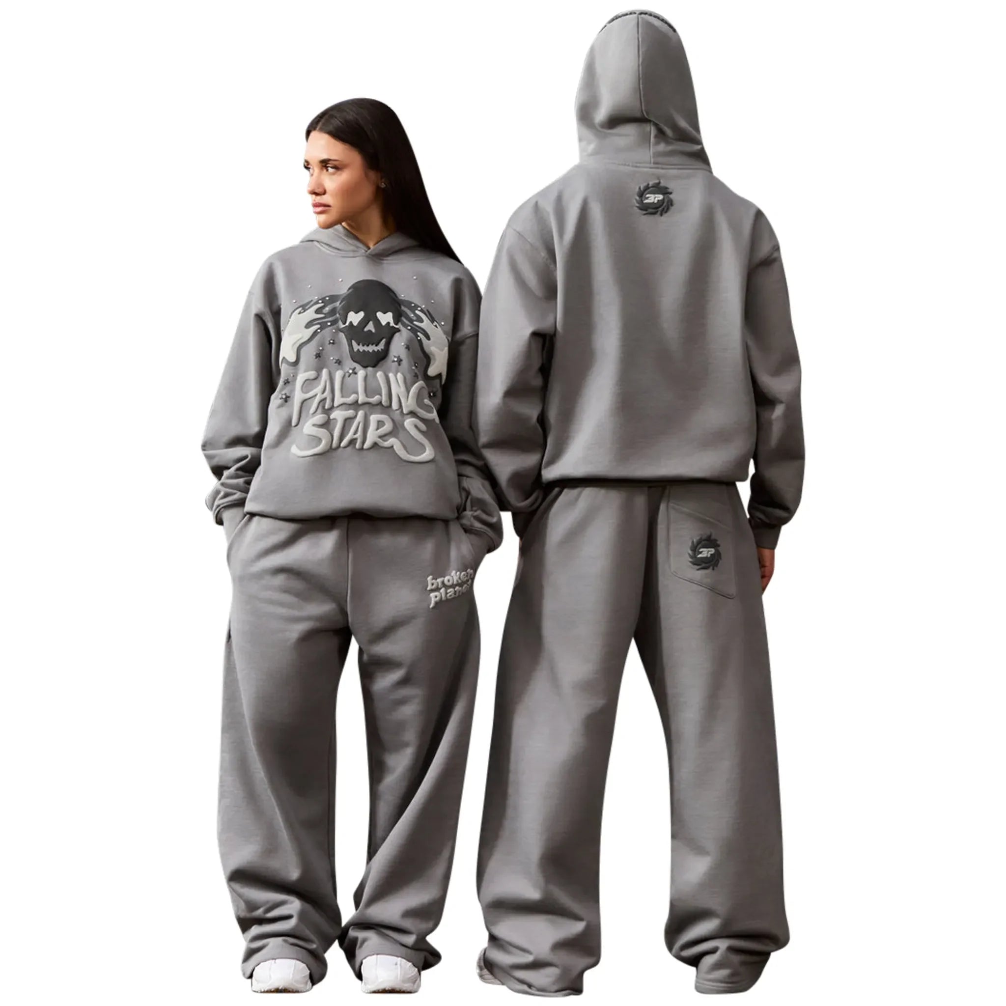 Broken Planet Falling Stars Dark Grey Hoodie