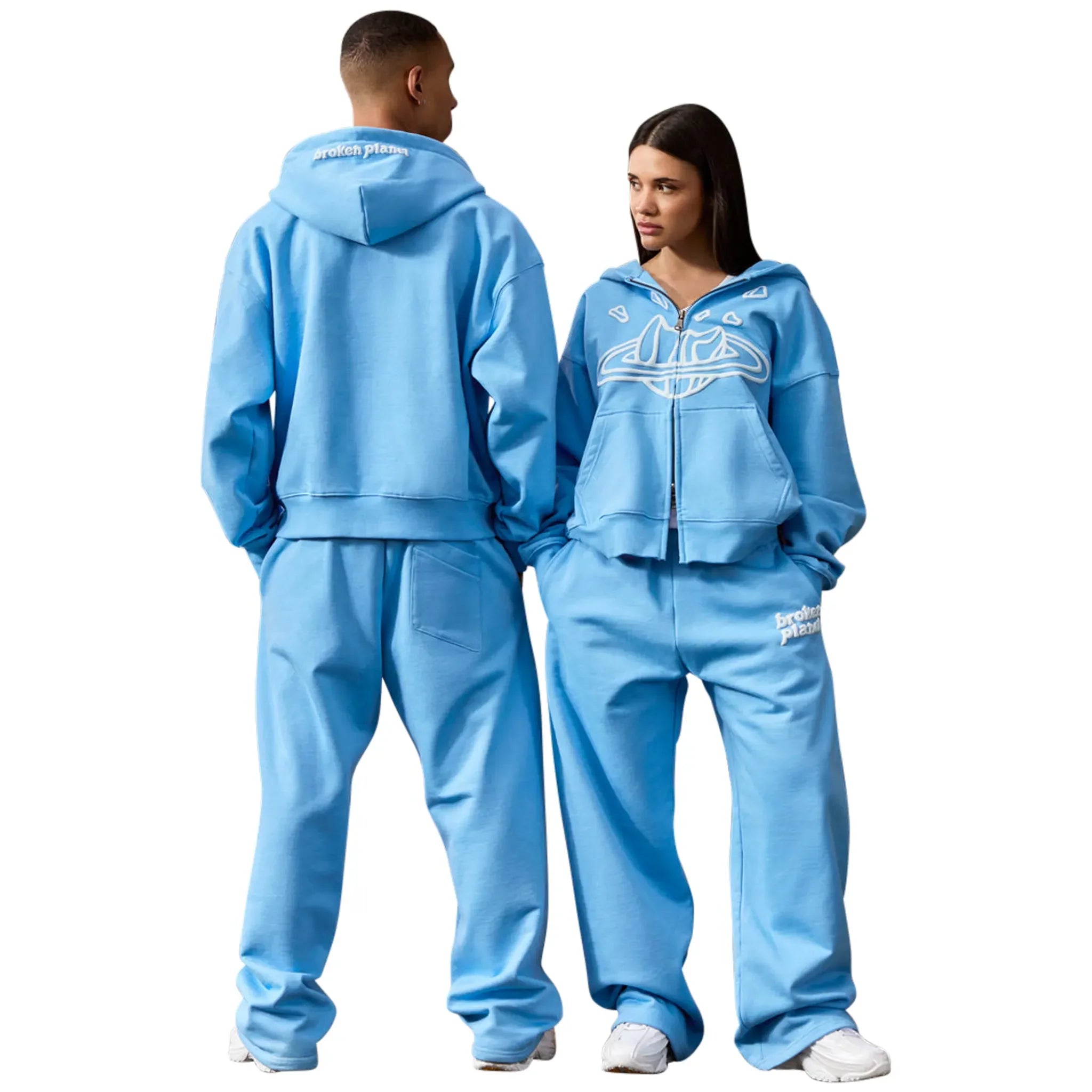 Broken Planet Outer Space Zip-Up Light Blue Hoodie