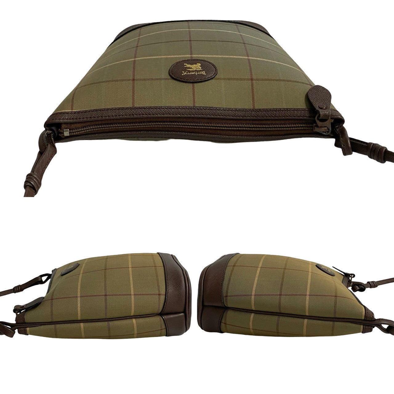 Burberry Leather Canvas Shadow Horse Logo Shoulder Bag
