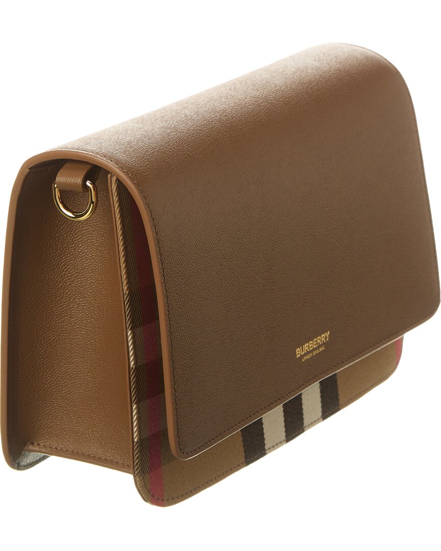 Burberry Check Canvas & Leather Shoulder Bag