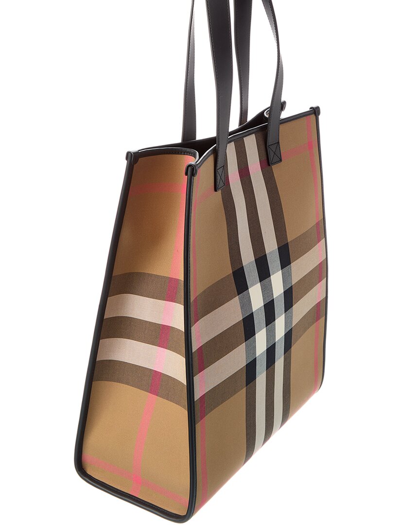Burberry Medium Check Canvas & Leather Tote