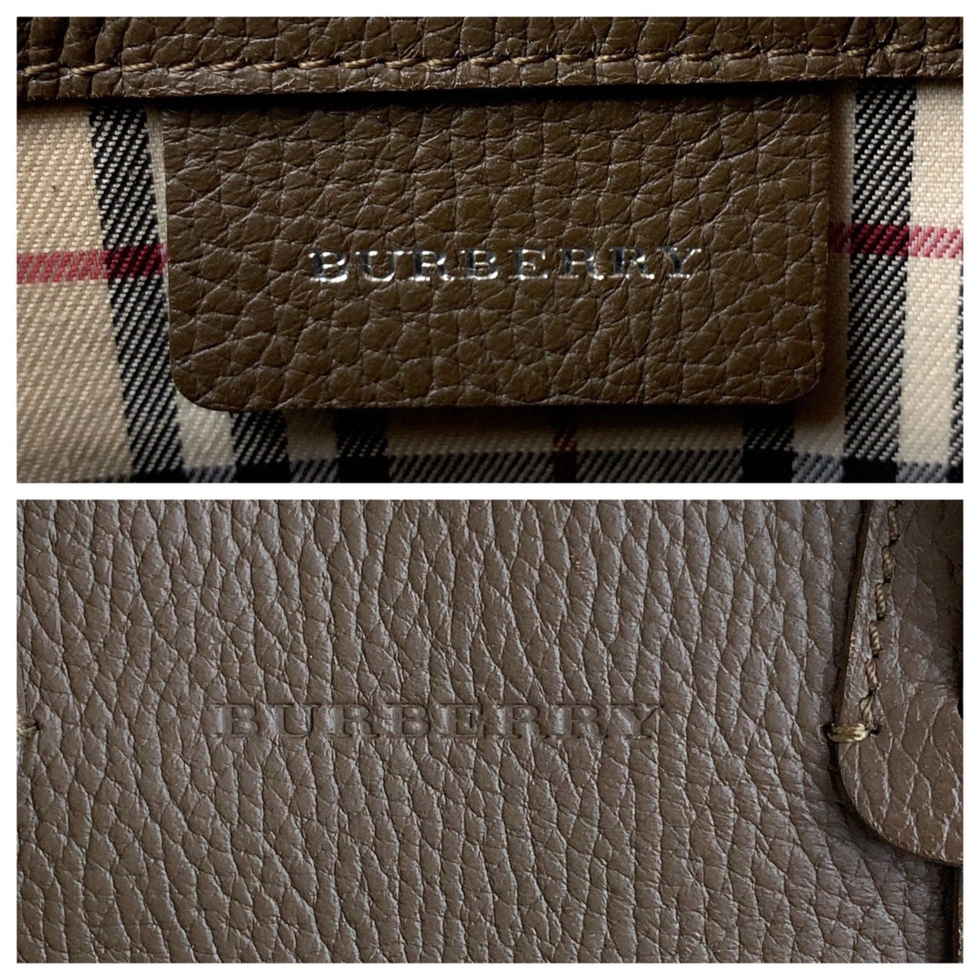 Burberry Leather Handbag Tote Bag (Pre-Owned)